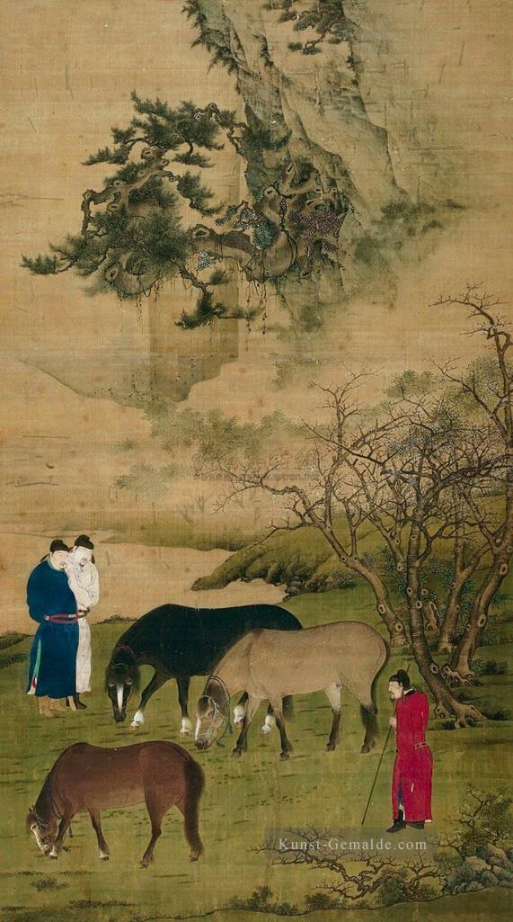 Zhao Mengfu Pferde Chinesische Kunst Ölgemälde
